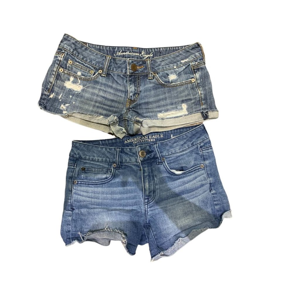 lot of 2 American Eagle (outfitters) Denim Shorts 6 w28"